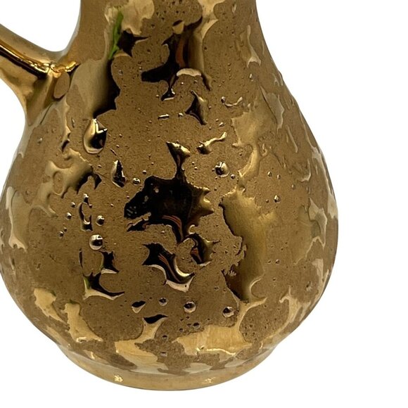 Vintage Kingwood Ceramics 22Kt Gold Weeping Mini Pitcher Collectable Made In USA - Picture 6 of 12